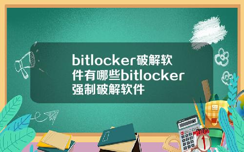 bitlocker破解软件有哪些bitlocker强制破解软件