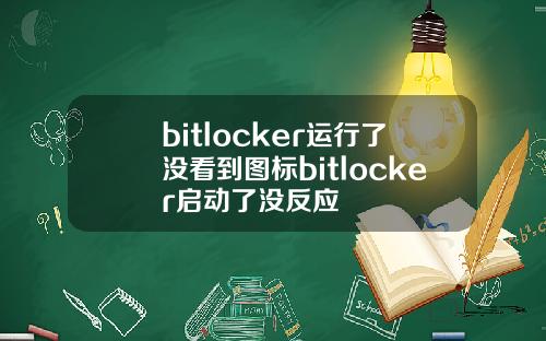 bitlocker运行了没看到图标bitlocker启动了没反应