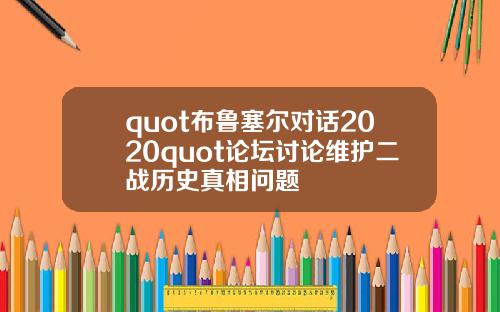 quot布鲁塞尔对话2020quot论坛讨论维护二战历史真相问题