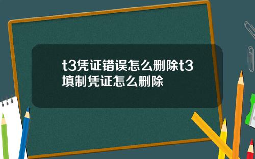 t3凭证错误怎么删除t3填制凭证怎么删除