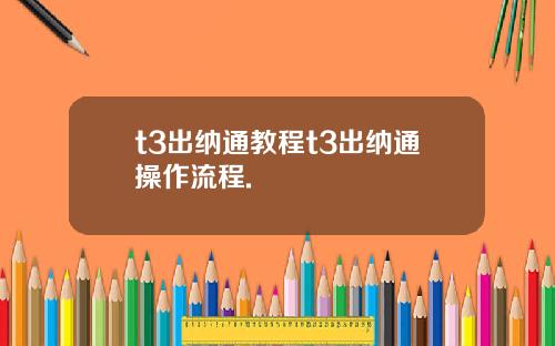 t3出纳通教程t3出纳通操作流程.