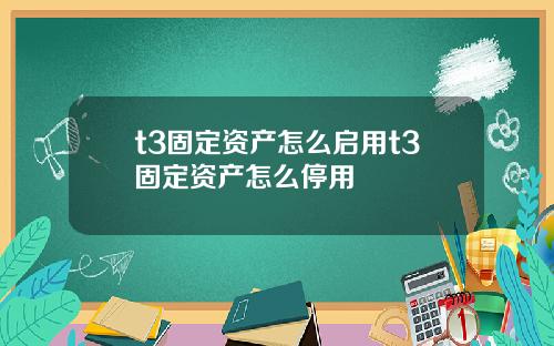 t3固定资产怎么启用t3固定资产怎么停用