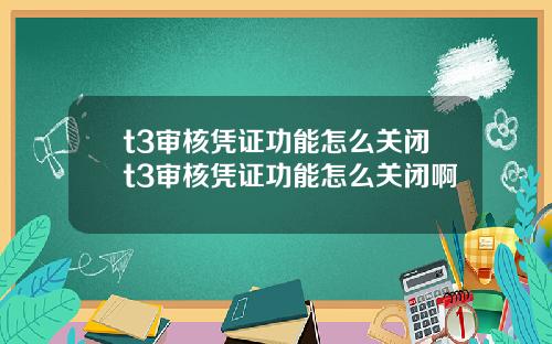 t3审核凭证功能怎么关闭t3审核凭证功能怎么关闭啊