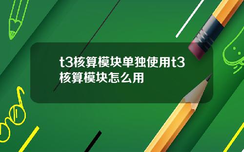 t3核算模块单独使用t3核算模块怎么用