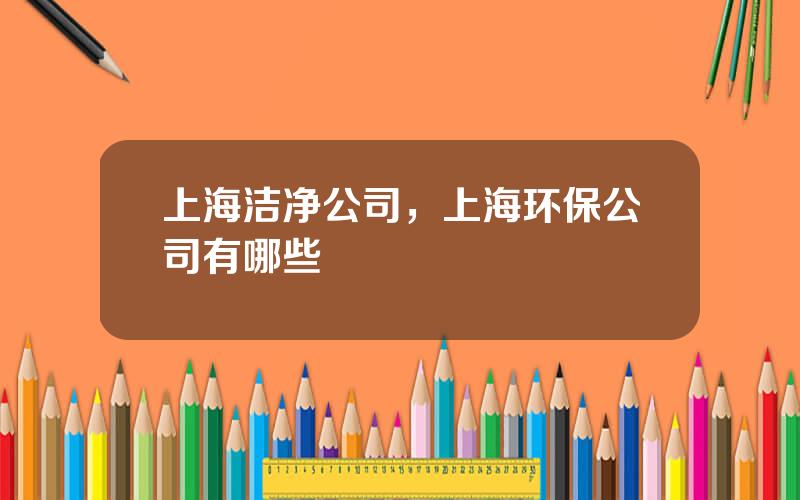 上海洁净公司，上海环保公司有哪些