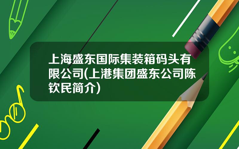 上海盛东国际集装箱码头有限公司(上港集团盛东公司陈钦民简介)