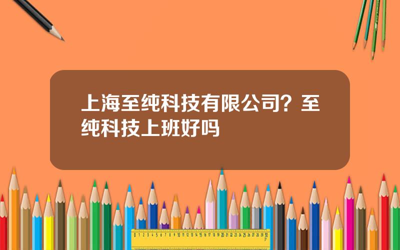 上海至纯科技有限公司？至纯科技上班好吗