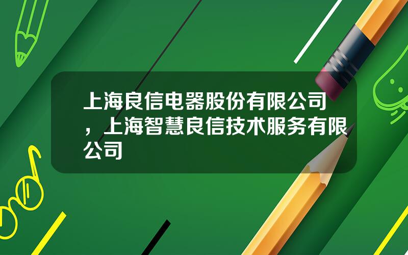 上海良信电器股份有限公司，上海智慧良信技术服务有限公司