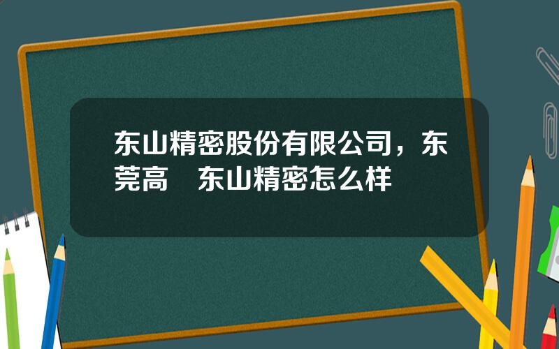 东山精密股份有限公司，东莞高埗东山精密怎么样