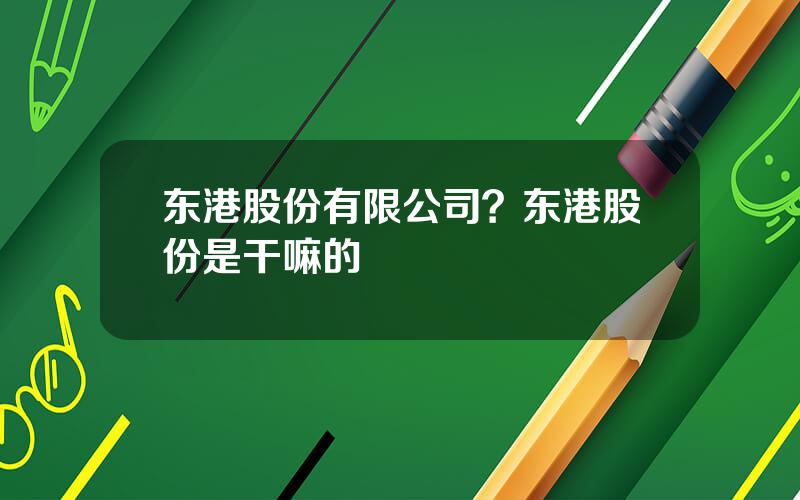 东港股份有限公司？东港股份是干嘛的