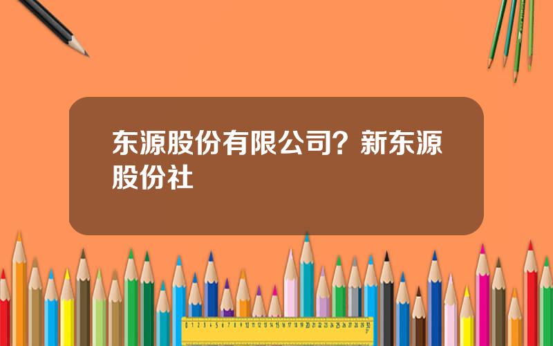 东源股份有限公司？新东源股份社