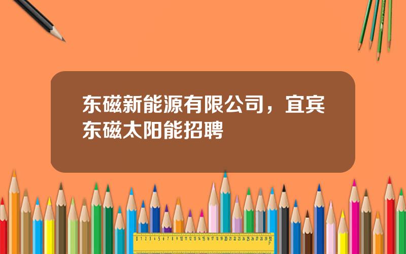 东磁新能源有限公司，宜宾东磁太阳能招聘