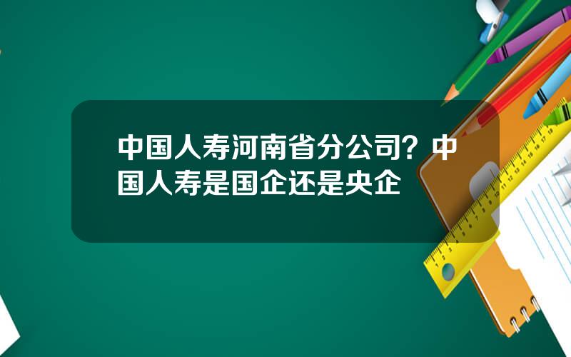 中国人寿河南省分公司？中国人寿是国企还是央企