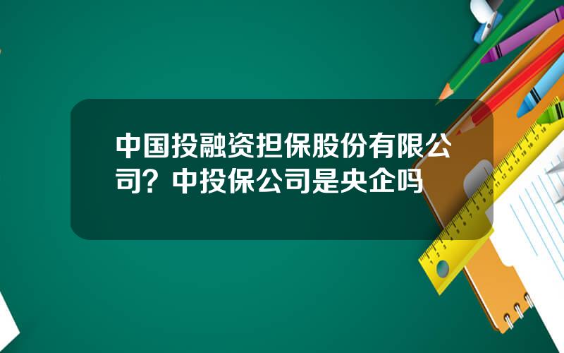 中国投融资担保股份有限公司？中投保公司是央企吗