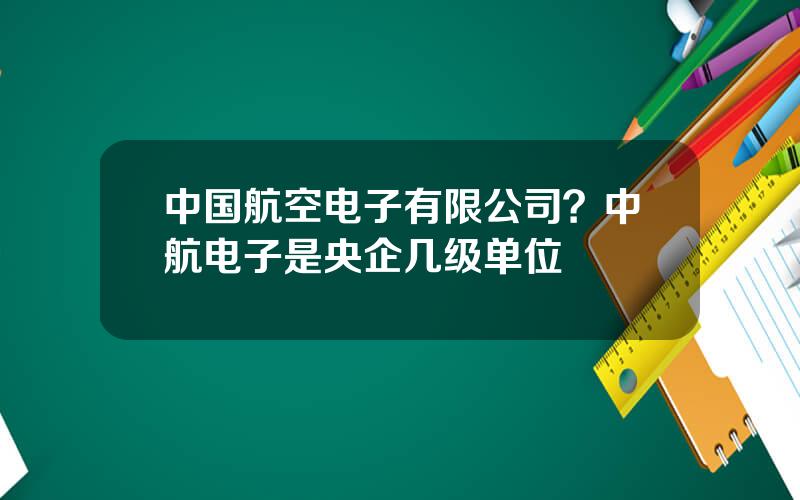 中国航空电子有限公司？中航电子是央企几级单位