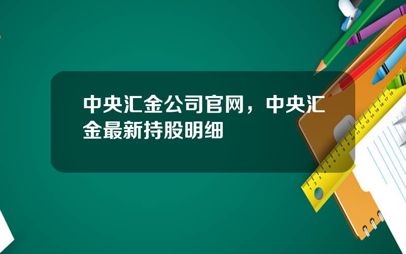 中央汇金公司官网，中央汇金最新持股明细