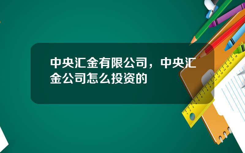 中央汇金有限公司，中央汇金公司怎么投资的