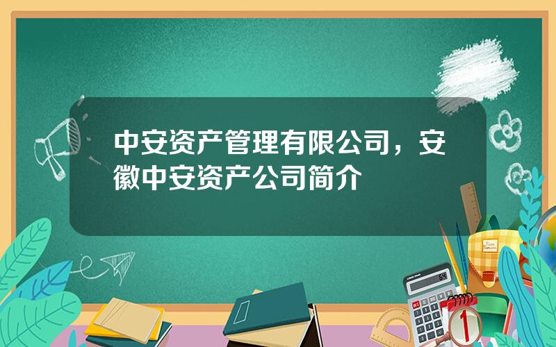 中安资产管理有限公司，安徽中安资产公司简介