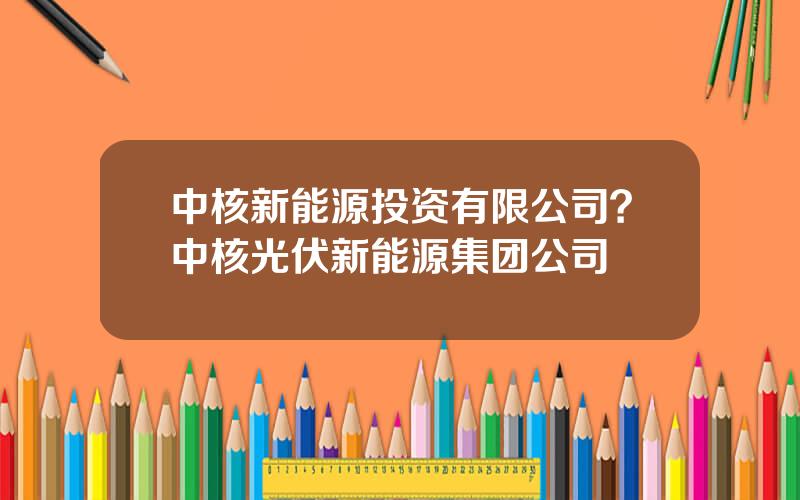 中核新能源投资有限公司？中核光伏新能源集团公司