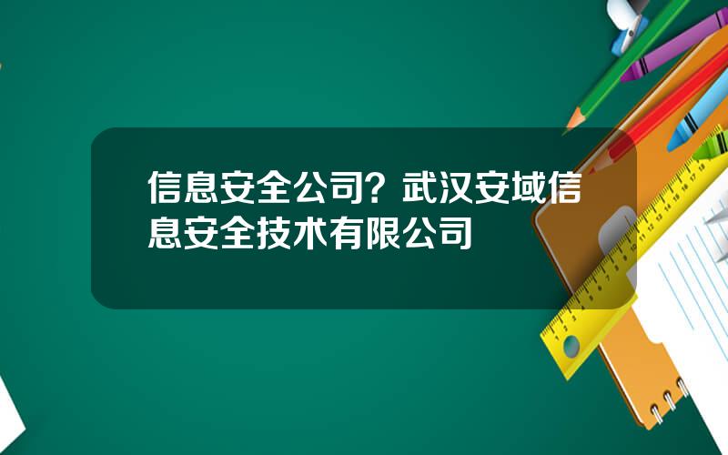 信息安全公司？武汉安域信息安全技术有限公司