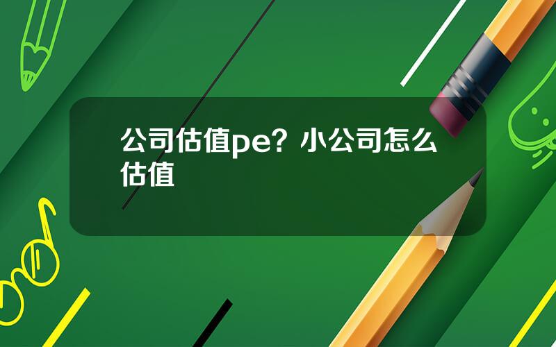 公司估值pe？小公司怎么估值