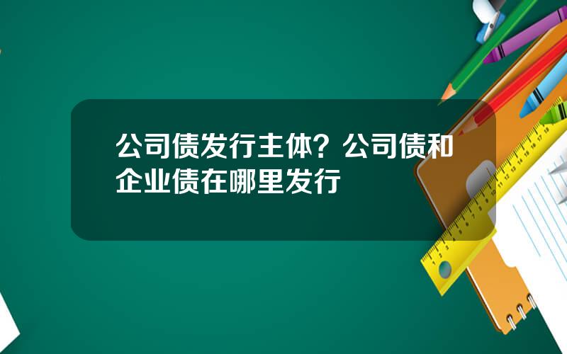 公司债发行主体？公司债和企业债在哪里发行