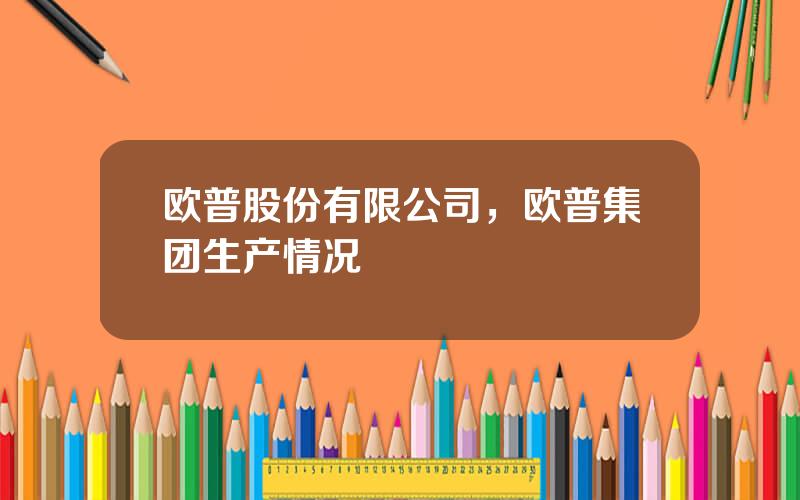 欧普股份有限公司，欧普集团生产情况