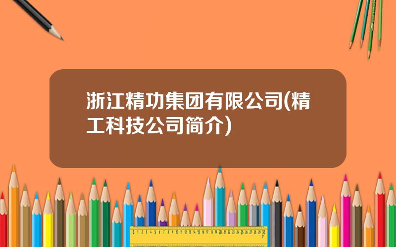 浙江精功集团有限公司(精工科技公司简介)