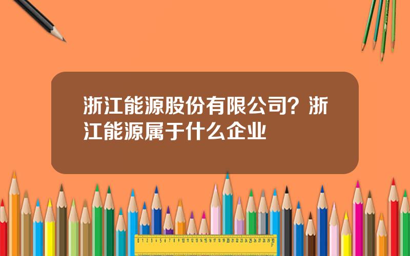 浙江能源股份有限公司？浙江能源属于什么企业