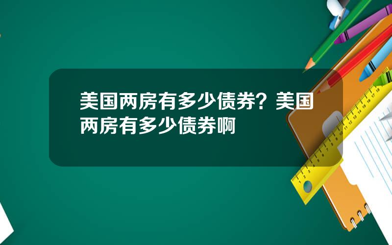 美国两房有多少债券？美国两房有多少债券啊